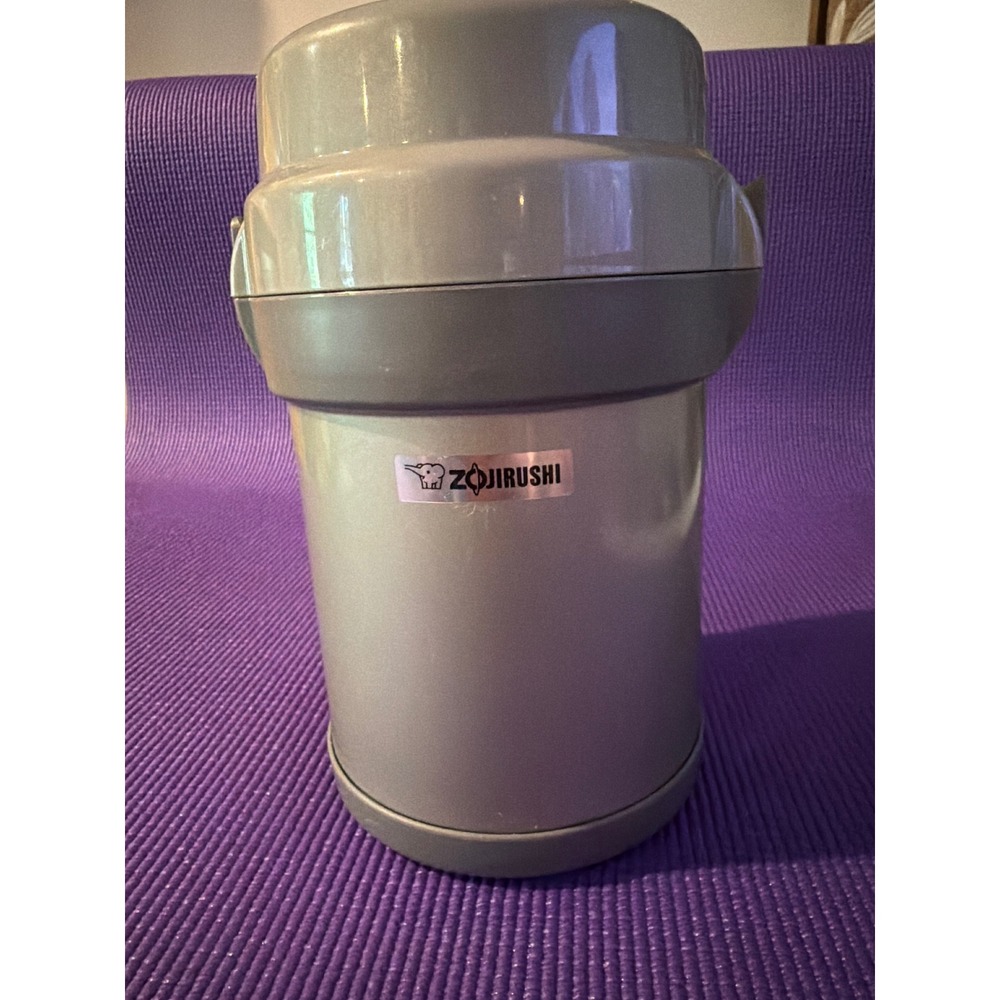 Zojirushi Vacuum Insulated Lunch Jar Bento Set Gray White Thermal Food Container